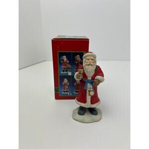 Christmas Traditions 4" Ceramic Santa Figurine Red Coat Hand Painted w Box